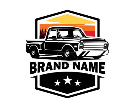 Illustration for The best c10 truck logo for the truck car industry. vector illustration available in eps 10. view from the side with a very eye catching view. - Royalty Free Image
