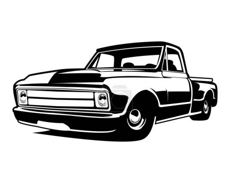 Ilustración de Silueta c10 camión clásico que realiza desde el lado aislado sobre fondo blanco. mejor para insignias, logotipos, emblemas, iconos y para la industria del transporte. - Imagen libre de derechos