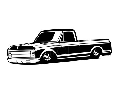 Ilustración de El mejor logotipo de camión silueta c10 para la industria del automóvil. vista desde el fondo blanco aislado lateral. ilustración vectorial disponible en eps 10. - Imagen libre de derechos