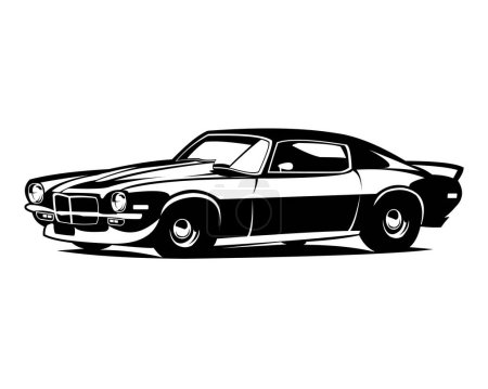 Ilustración de 1970 chevy camaro coche logo aislado blanco vista de fondo de lado. mejor para la industria del automóvil, insignia, emblema, icono. ilustración vectorial disponible en eps 10. - Imagen libre de derechos