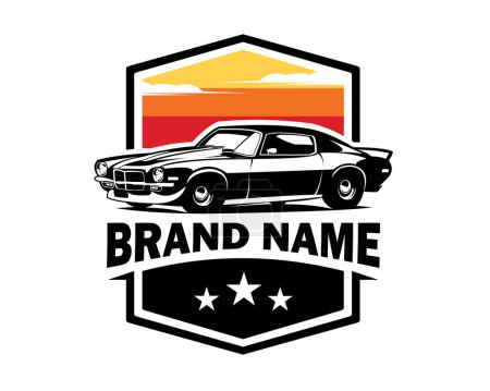 Ilustración de 1970 chevy camaro coche logotipo aislado en la vista lateral de fondo blanco. ilustración vectorial disponible en eps 10. - Imagen libre de derechos