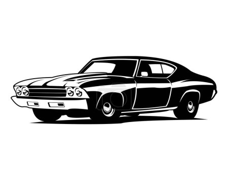 Ilustración de Silueta Chevy camaro logo aislado sobre fondo blanco que muestra desde un lado. mejor para la industria del automóvil. ilustración vectorial disponible en eps 10. - Imagen libre de derechos