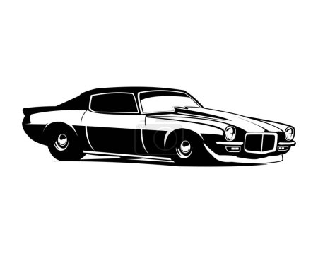 Ilustración de 1970 chevy camaro coche logotipo aislado en la vista lateral de fondo blanco. mejor para la industria del automóvil. - Imagen libre de derechos