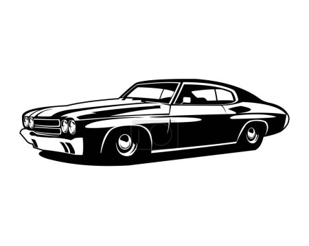 Ilustración de Chevy camaro silueta del logotipo del coche. aislado en vista lateral de fondo blanco. mejor para la industria del automóvil. vector de ilustración disponible en eps 10. - Imagen libre de derechos