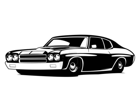 Ilustración de Chevy camaro silueta del logotipo del coche. aislado en vista lateral de fondo blanco. Lo mejor para el diseño de insignia, emblema, icono y pegatina. - Imagen libre de derechos