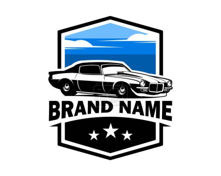 Ilustración de 1970 Chevy camaro aislado vista lateral de fondo blanco. mejor para logotipos, insignias, emblemas, iconos. - Imagen libre de derechos