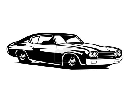 Ilustración de Chevy camaro silueta del logotipo del coche. vista desde el fondo blanco aislado lateral. diseño de coche adecuado para la industria del automóvil. - Imagen libre de derechos