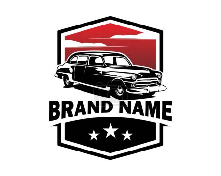 Ilustración de Logotipo clásico del coche chevy 1970 aislado en la vista lateral de fondo blanco. ilustración vectorial disponible en eps 10. - Imagen libre de derechos