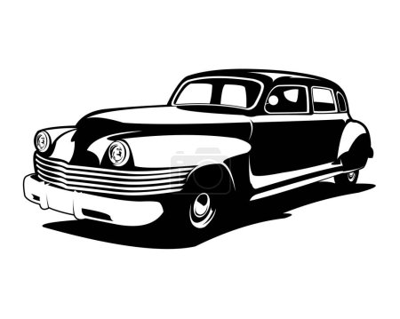 Ilustración de 1970 clásico coche aislado vista lateral de fondo blanco. mejor para logotipos, insignias, emblemas, iconos, disponible en eps 10. - Imagen libre de derechos