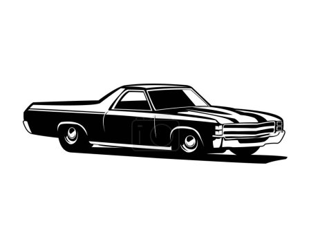 Ilustración de 1970 Chevy camaro coche logotipo silueta aislada vista lateral de fondo blanco. Lo mejor para insignias, emblemas, pegatinas de diseño, iconos y para la industria del automóvil clásico. disponible en eps 10. - Imagen libre de derechos