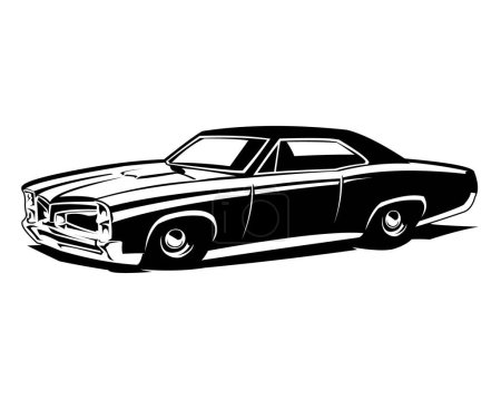 Ilustración de 1970 Chevy camaro coche logotipo silueta aislada vista lateral de fondo blanco. mejor para la insignia, emblema, icono, disponible en eps 10. - Imagen libre de derechos
