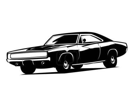 Illustration for Dodge charger car logo silhouette isolated white background showing from side. best for badge, emblem, icon, car industry. - Royalty Free Image