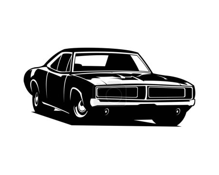 Illustration for Dodge car illustration vector isolated white background showing from front. Best for badge, emblem, icon, sticker design. available eps 10.k - Royalty Free Image