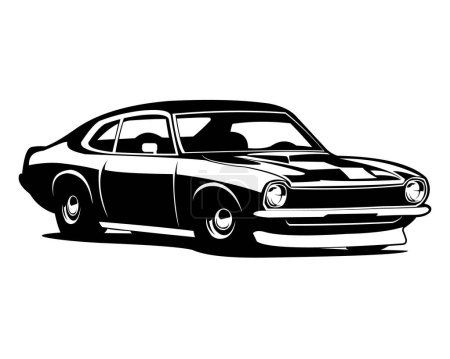 Ilustración de Chevy Camaro silueta de coche. vista de fondo blanco aislado desde el lado. mejor para logotipos, insignias, emblemas. - Imagen libre de derechos