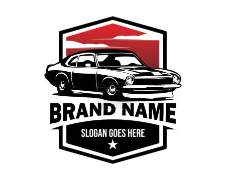Ilustración de Chevy camaro coche aislado blanco vista de fondo de lado. mejor para logotipos, insignias, emblemas. - Imagen libre de derechos