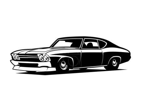 Ilustración de Silueta clásica del logotipo del coche de Chevy Camaro. mejor vista lateral para insignia, emblema, concepto, diseño de pegatina. - Imagen libre de derechos