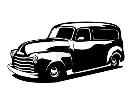 Illustration for 1970 chevrolet panel truck isolated side view white background. best for logos, badges, emblems, icons, available in eps 10. - Royalty Free Image