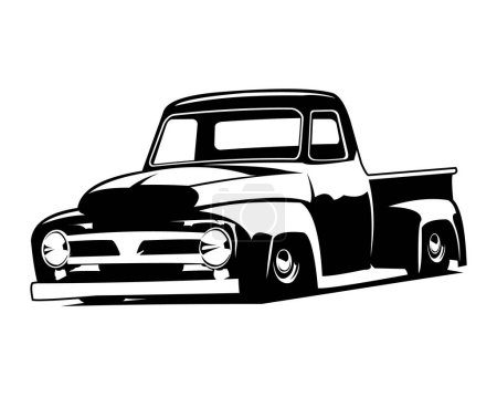 Illustration for Classic truck panel silhouette silhouette. isolated white background view from side. best for trucking industry, badge concept logo vector. available eps 10. - Royalty Free Image
