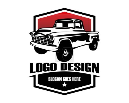 Ilustración de 1950s chevy truck silhouette logo. vector perimium truck design. Best for emblem concept badges, industrial trucks. - Imagen libre de derechos