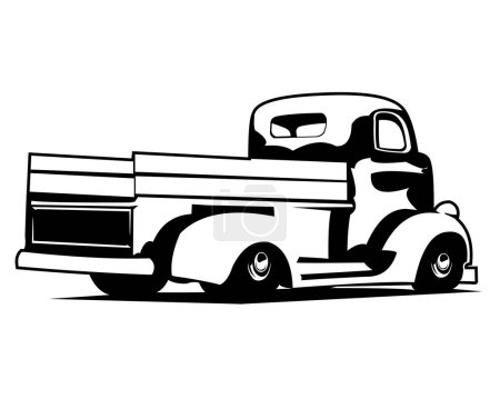 Ilustración de 1940s coe chevy truck logo silhouette. premium vector design. isolated white background showing from behind. Best for badge, emblem, icon and trucking industry. available eps 10. - Imagen libre de derechos