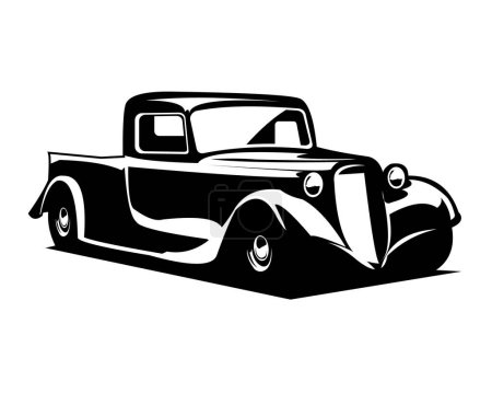 Foto de 1935 truck silhouette logo premium design. isolated white background view from side. Best for badge, emblem, icon, sticker design, trucking industry. - Imagen libre de derechos