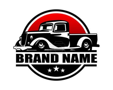 1935 truck silhouette logo. isolated white background view from side. Best for badges, emblems, icons, design stickers, industrial trucks. available eps 10.