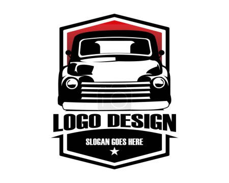 Ilustración de 3100 truck logo isolated white background front view in style. premium truck vector design. best for old truck industry. - Imagen libre de derechos