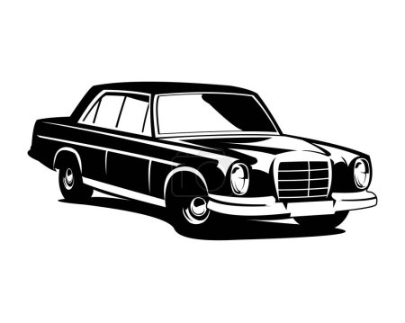 Illustration for Black luxury vintage car vector graphic illustration on white background. - Royalty Free Image