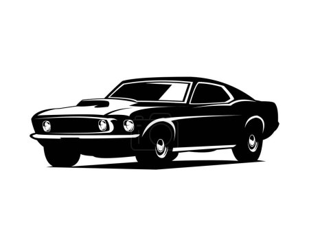 Téléchargez les illustrations : Ford mustang 429 voiture. silhouette vectorielle isolée sur un fond blanc montrant du côté. Meilleur pour badge, emblème, icône, conception d'autocollants, industrie automobile. - en licence libre de droit