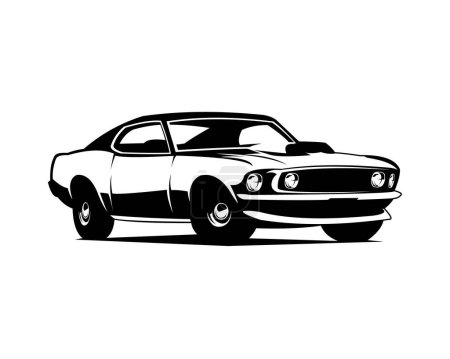 Illustration for Ford mustang 429 silhouette vector side view isolated white background. Best for logos, badges, emblems, icons, stickers and old auto transport industry. - Royalty Free Image