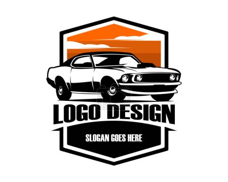 Téléchargez les illustrations : Ford mustang 429 silhouette vector side view isolated white background. Best for logos, badges, emblems, icons, stickers and old auto transport industry. - en licence libre de droit