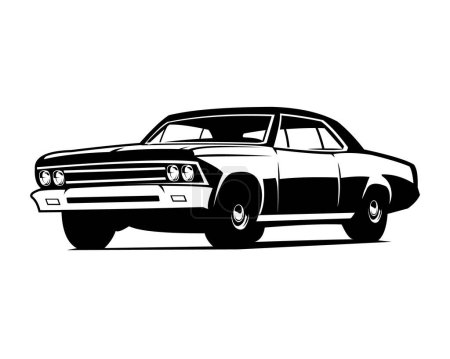 Ilustración de Silueta del logotipo del coche del músculo Chevrolet. vista de fondo blanco aislado desde el lado. Lo mejor para la insignia, emblema, icono, diseño de pegatina. industria automotriz. disponible en eps 10. - Imagen libre de derechos