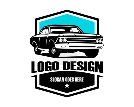 Téléchargez les illustrations : Chevrolet muscle car. silhouette vector design. Best for badge, logo, emblem, icon, sticker design, car industry. - en licence libre de droit