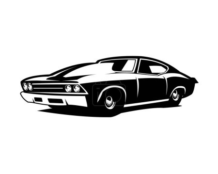 Illustration for Chevrolet muscle car premium vector design silhouette. isolated white background view from side. Best for logo, badge, emblem, icon, sticker design, car industry. available in eps 10. - Royalty Free Image