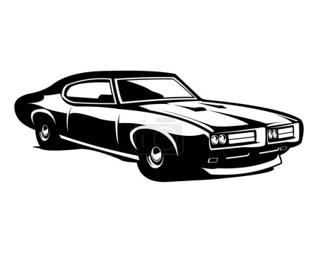 Ilustración de Classic Retro Pontiac GTO Judge vector isolated on a white background as seen from the side. vector illustration available in eps 10. - Imagen libre de derechos