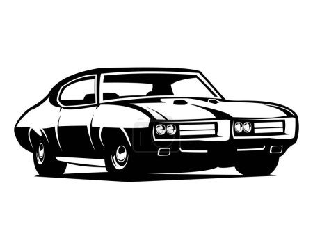 Illustration for Pontiac gto judge car logo silhouette. premium vector design. isolated white background. Best for badges, emblems, icons, design stickers, car industry. available in eps 10. - Royalty Free Image
