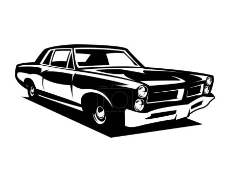 Téléchargez les illustrations : Pontiac GTO Juge silhouette. conception légendaire de vecteur de voiture de muscle de 1969. vue isolée de fond blanc de côté. Idéal pour sa vitesse incroyable, pour son logo, son insigne, son emblème, son icône, son autocollant. - en licence libre de droit