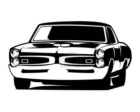 Ilustración de 1969 Pontiac GTO Judge isolated white background side view. best for logos, badges, emblems, icons, available in eps 10. - Imagen libre de derechos