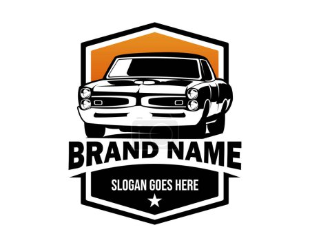 Illustration for 1969 Pontiac GTO Judge isolated white background side view. best for logos, badges, emblems, icons, available in eps 10. - Royalty Free Image
