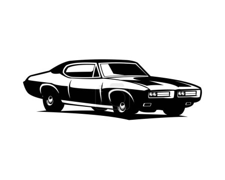 Illustration for Pontiac gto judge car vector design silhouette. isolated white background view from side. Best for badge, emblem, icon, sticker design, car industry. vector illustration available in eps 10. - Royalty Free Image