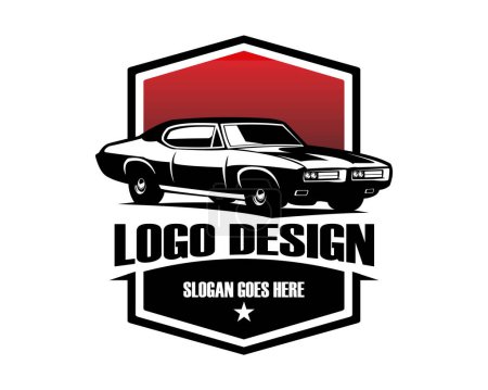 Illustration for Pontiac gto judge car vector design silhouette. isolated white background view from side. Best for badge, emblem, icon, sticker design, car industry. vector illustration available in eps 10. - Royalty Free Image