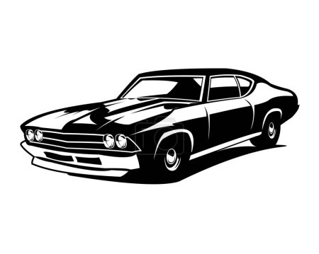 Illustration for Pontiac gto car logo vector design silhouette. legendary muscle car. isolated white background view from side. Best for badge, emblem, icon, sticker design, auto industry. available in eps 10. - Royalty Free Image