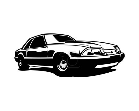 Illustration for 1970s mustang car logo isolated side view white background. best for logos, badges, emblems, icons, available in eps 10. - Royalty Free Image