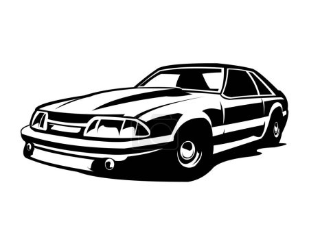 Illustration for 1990's mustang car vector isolated on white background showing from the side. vector illustration available in eps 10. - Royalty Free Image