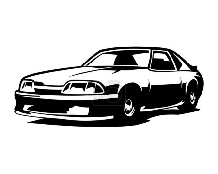 Ilustración de 2000 Ford mustang aislado vista lateral de fondo blanco. mejor para logotipos, insignias, emblemas, iconos, disponible en eps 10. - Imagen libre de derechos