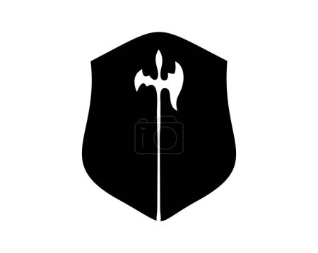 Ilustración de Silhouette vector design of a spear in combination with a shield. best for logos, badges, emblems, icons, available in eps 10. - Imagen libre de derechos