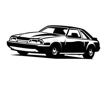Ilustración de 2000 ford mustang car. silhouette vector design. isolated white background view from side. Best for logo, badge, emblem, icon, sticker design, car industry. available in eps 10. - Imagen libre de derechos