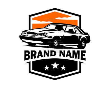 Illustration for 2000 mustang cars. isolated white background view from side with amazing sunset view. Best for logo, badge, emblem, icon, sticker design, car industry. available in eps 10. - Royalty Free Image