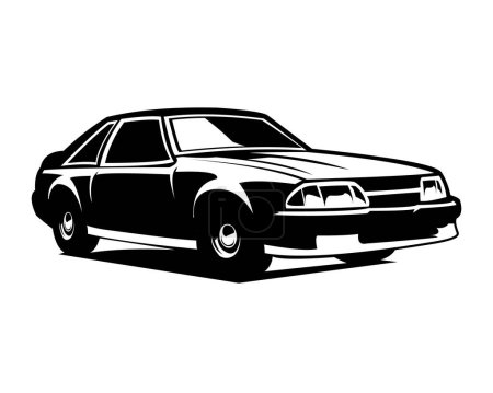 Illustration for Silhouette of 2000 ford mustang. isolated white background view from side. Best for logo, badge, emblem, icon, sticker design, car industry. available in eps 10. - Royalty Free Image