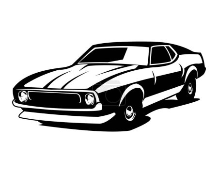 Illustration for Ford Mustang Mach 1 Car Silhoutte Side View Vector Isolated on White Background - Royalty Free Image